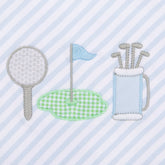 Putting Green Applique Collared Short Playsuit - Light Blue